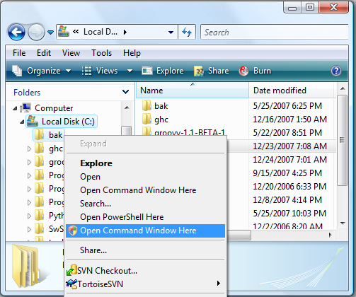 Open Command Window Here as Administrator (Vista)